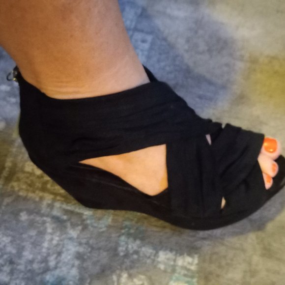 Black Suede Wedges - Picture 1 of 5